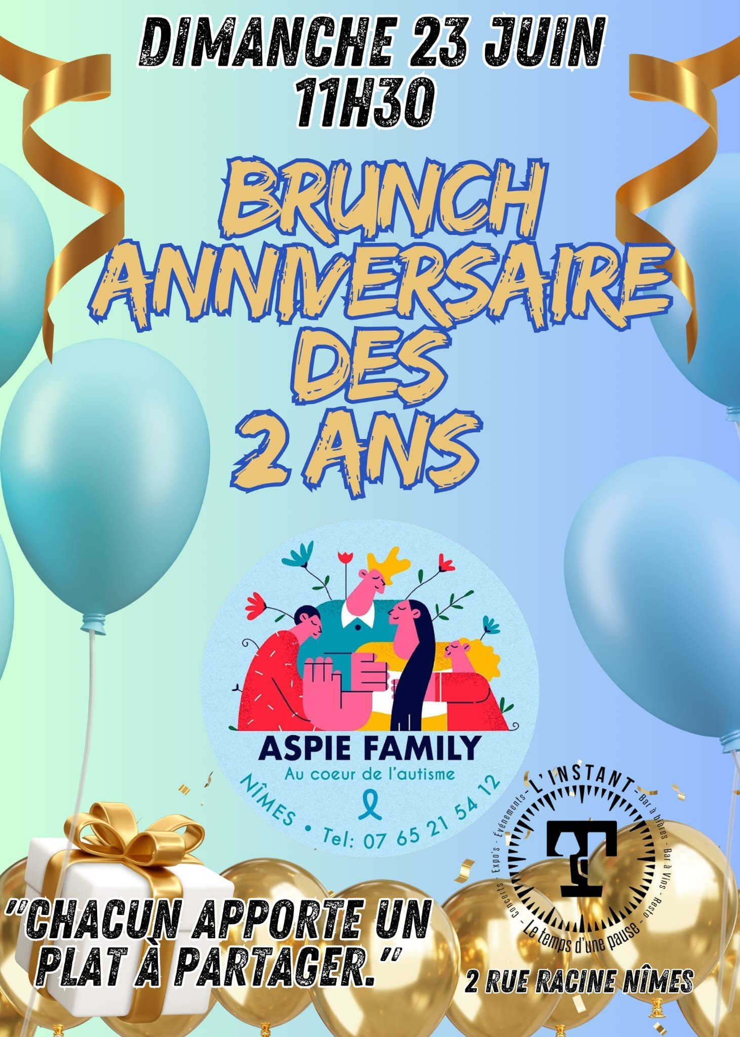 On fête les deux ans d'ASPIE FAMILY à L'INSTANT T ce dimanche 23 juin 2024 !